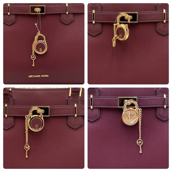 Michael Kors Hamilton Meidum Satchel Shoulder Crossbody Bag DARK CHERRY 🍒color - Picture 8 of 16